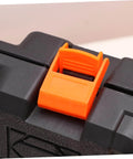 Close-up of plastic latch on Grab And Go Car Repair Tool Kit With Ratchet Wrench Set For Auto And Motorcycle Maintenance