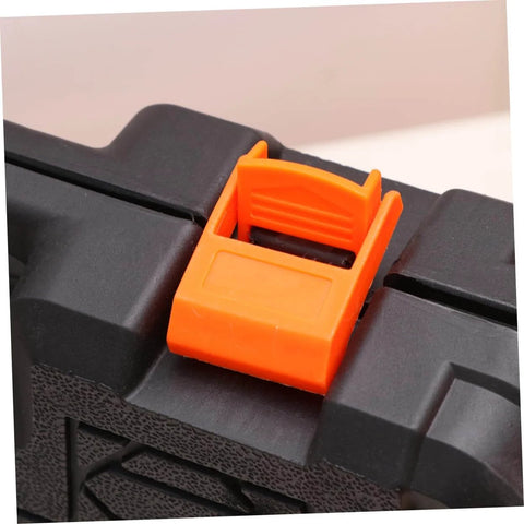 Close-up of plastic latch on Grab And Go Car Repair Tool Kit With Ratchet Wrench Set For Auto And Motorcycle Maintenance