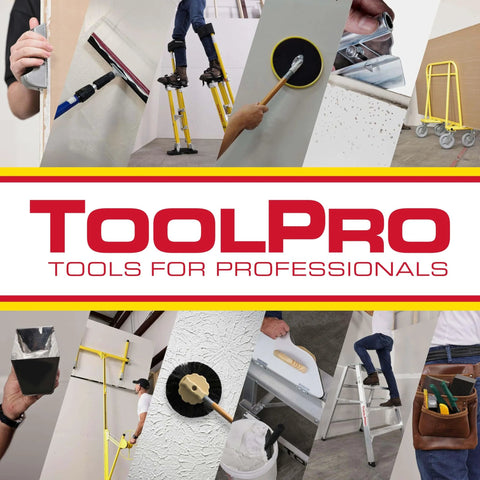 Collage of construction tools and equipment in use, showcasing various applications for drywall and plastering tasks.