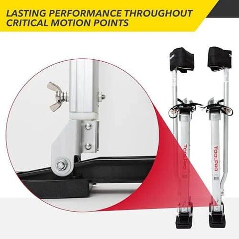 Replacement Kit For Stilts That Lets You Swap Worn Parts Fast On Site, Compatible With All Stilts, Easy On Site Installation, K7 Sleeve Bearings Included, DIY Friendly Maintenance Gear displayed with adjustable components and close-up of locking mechanism.