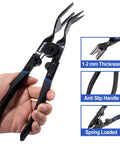 Universal Auto Trim Clip Removal Pliers For Car Doors And Interior Panels By Toolwiz Pro Grade Safe For Dash And Radio Installers No Scratch Fastener Tool For Upholstery Clips For Pros And DIYers, featuring anti-slip handle and 1-2 mm thickness blade.