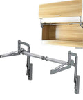 Cabinet Door Hinges, Folding Lift up Top Table Vertical Swing Lift Up Stay Pneumatic Arm Kitchen Mechanism Hinges installed view