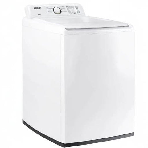 Efficient two-piece laundry solution with a 4.0 cu ft HE top-load washer and a 7.2 cu ft electric dryer in white, ideal for apartments