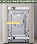 Waterproof top-load washing machine cover with zipper delivers durable rain, dust, and sun protection; heavy-duty Oxford fabric with UV coating, 3-sided protection fits 6-8 kg machines, ideal for balconies, patios, and laundry spaces covering a top-load washer with adjustable buckles.