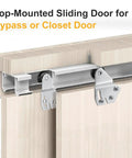 Sliding Closet Door Roller Kit With 48 Inch Track For Top Hung Bypass Doors, stamped steel construction and ball bearing wheels
