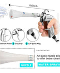 Powerful tornado dry cleaning gun blasts dirt and dust from car interiors with a brass adjustable air flow nozzle