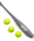 Torpedo Set - Includes (3) Official Brand Balls & (1) Torpedo Bat - Made in USA, displaying gray bat and yellow balls