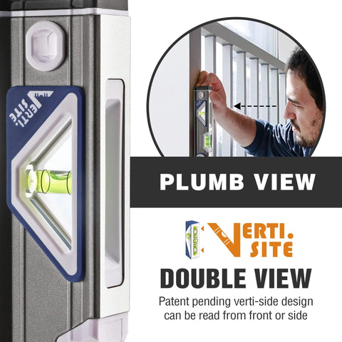 Pro Grade Torpedo Level showing plumb view and double view functionality