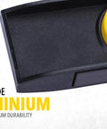 Close-up of compact 9 inch torpedo level with magnetic base, showcasing high grade aluminium and a 360 degree vial.