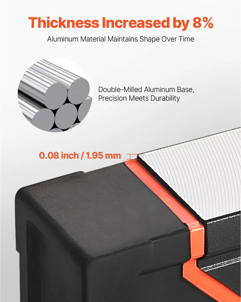 Close-up of Six Piece All Magnetic Torpedo Level Set with aluminum base showing increased thickness and durability features.