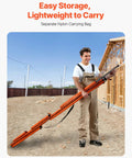 Person holding a Six Piece All Magnetic Torpedo Level Set With Aluminum Alloy Box Leveler Includes 10 To 78 Inch Levels in orange nylon bag.