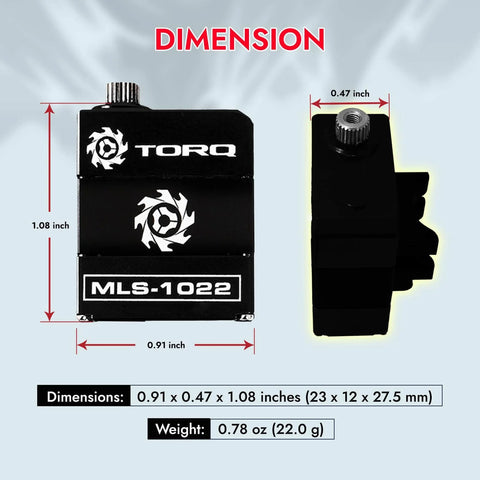 High Torque Micro Servo 5.0V - 8.4V with CNC Servo Mounts & Arms for RC Car Axial SCX24, black, dimensions shown.