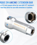 Close-up of torque enhancing extension bar from Ten Piece Axle Spindle Threading Set With Eight Dies And Rethread Kit