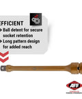Torque Limiting Extension 1/2" Drive 90 ft/lbs - Gold- 40091 with ball detent for secure socket retention