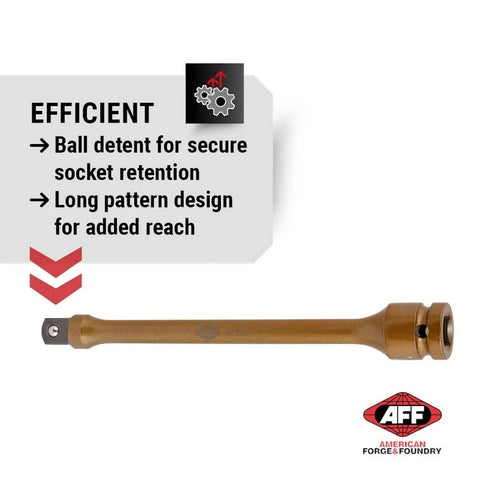 Torque Limiting Extension 1/2" Drive 90 ft/lbs - Gold- 40091 with ball detent for secure socket retention