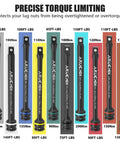 1/2" Drive Torque Limiting Extension Bar Set, 10-Piece Lug Nut Torque Stick Set With 8 Inch Color-Coded 65 to 150 Ft-Lbs Torque Sticks