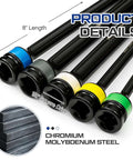 1/2'' Drive Torque Limiting Extension Bar Set (5 Piece) with color-coded torque sticks in a row, 8" length steel bars