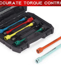1/2" Drive Torque Limiting Extension Bar Set, 10-Piece Impact Torque Limiter Set with 8 Inch Color-Coded CR-MO Torque Sticks in case