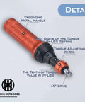 Detail view of Torque Screwdriver Wrench Driver Set 10-80 Inch Pounds lbs with ergonomic handle and 1/4” drive bit.
