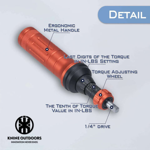 Detail view of Torque Screwdriver Wrench Driver Set 10-80 Inch Pounds lbs with ergonomic handle and 1/4” drive bit.