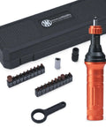 Torque Screwdriver Wrench Driver Set 10-80 Inch Pounds lbs, with 20 Steel Bits and Quick-release Adaptor, displayed with case and tools