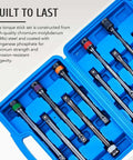 10pc 1/2" Drive Torque Limiting Extension Stick Set in blue case with color-coded impact torque sticks