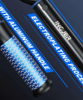 Close-up of UPGRADE 1/2" Drive Click Torque Wrench handle showing aluminum grip and electrolplating process, blue handle detail.