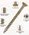 Deck Screws 14 By 6 Inch Heavy Duty Exterior Wood Screws Torx Drive Head Bronze Rust Resistant Epoxy Coated, design details shown
