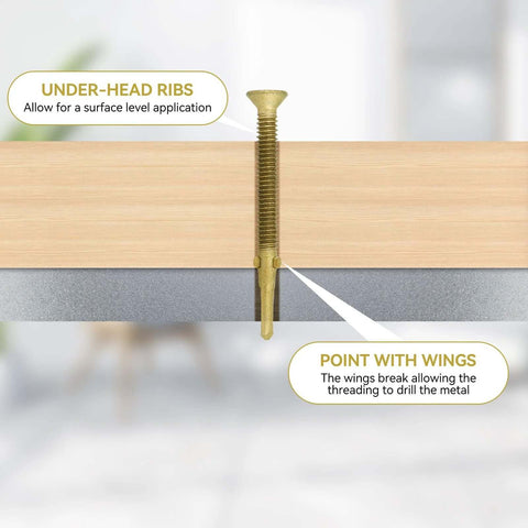 300 Piece Heavy Duty Trailer Deck Screws Set Size 14 X 2-3/4 Inch Torx T30 Self-Tapping Wood To Metal Fasteners cross-section view