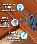 #10 x 3 Inch Stainless Steel Deck Screws 304 Grade, 350 Pack with Flat Head T25 Star Torx Drive by Eagle Claw Fasteners - Corrosion & Rust Resistant, Includes Driver Bit