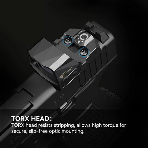 Red Dot Sight Mounting Screws Set on pistol with TORX head, ensuring secure optics mounting