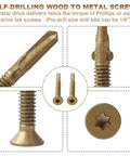 Close-up of size 14 by two and three quarters inch reamer Tek Torx self-drilling screws for metal to wood with T30 drive, 100 pack.