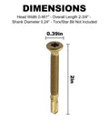 Beefy Self Drilling Wood To Metal Screws With Torx Star Drive T30 side view showing dimensions 12 24 by 2 inch 100 pack