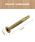 Wood To Metal Self Tapping Screws Size 10 One And Five Eighths Inch Pack Of 130 Reamer Tek Torx Star Head Self Drilling Hex Screws For Fast No Pre Drill Wood To Steel Or Aluminum Projects Heavy Duty shown with dimensions 1.61in length and 0.36in head diameter