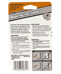 Package back view of Tough And Clear Double Sided Tape Squares For Mounting, 24 Pre-Cut 1-Inch Squares, Heavy Duty Weatherproof Adhesive.
