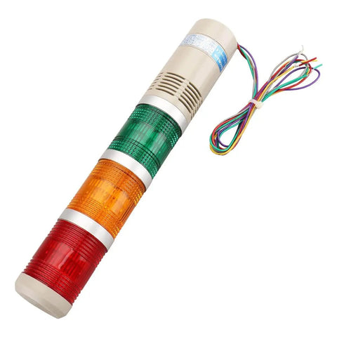 Industrial Tower Signal Light With Built In Buzzer 24 Volt DC 5 Watt LED Indicator Lamp With Red Green Yellow Orange Colors Stack