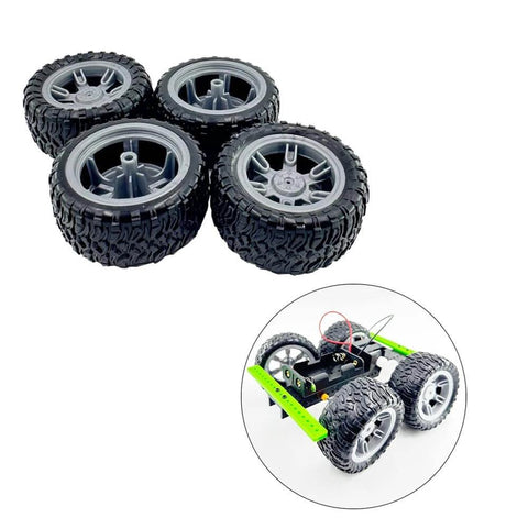 4pcs toy car wheel 60mm model car rubber tire wheel with metal shaft axles for rc car truck diy model toy building project
