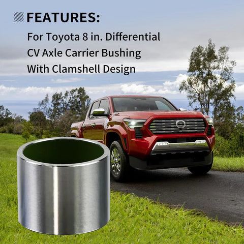 Drive Axle Shaft Bushing For Front Toyota 8 Inch With Clamshell Design with a red truck in the background, Vanshly YB AX018.