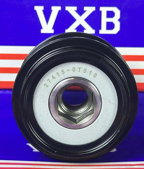 Front view of 27415-0T010 Pulley, Alternator W/Clutch for 2009-2010 Toyota Corolla with VXB branding in background