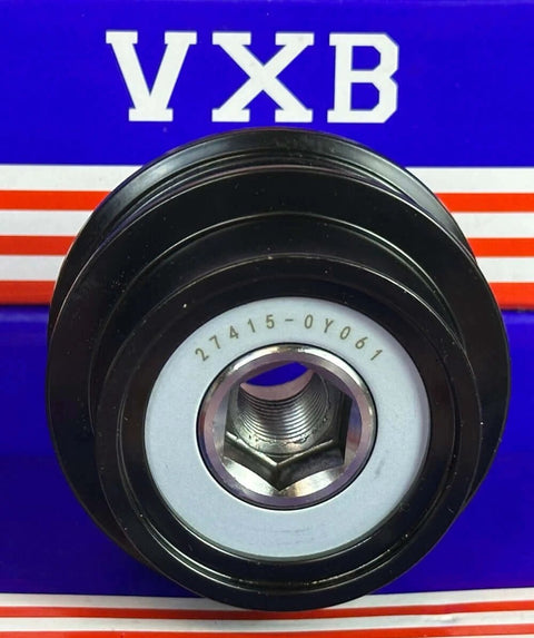 Front view of 27415-0Y061 Alternator Pulley w/clutch for Toyota, showing part number on black pulley against VXB packaging.