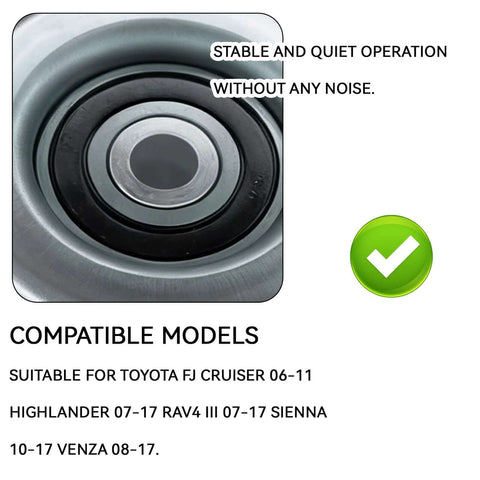 Drive Belt Tensioner Pulley Kit for Toyota FJ Cruiser 2006-2011 and other models, stable and quiet operation, close-up view