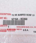 Rear Bumper Reinforcement Plate OEM Replacement For Vehicle Specific Fit, Stainless Steel, Genuine OEM Part 52164-0C060