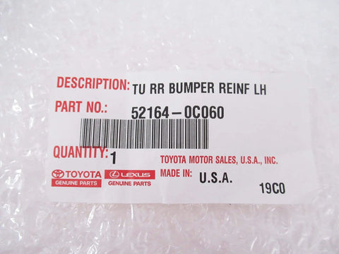 Rear Bumper Reinforcement Plate OEM Replacement For Vehicle Specific Fit, Stainless Steel, Genuine OEM Part 52164-0C060