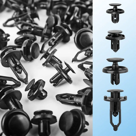 120Piece Toyota Clips And Fasteners Set For Fender Liner Engine Cover And Bumper 6mm 7mm 8mm 9mm Push Rivets With Removal Tool Direct OEM Replacement For Toyota And Lexus Durable Plastic Retainers showing various sizes.