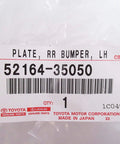 Rear Bumper Plate Left Hand Stainless Steel OEM Genuine Part For Toyota Vehicles packaging label with barcode and part number.