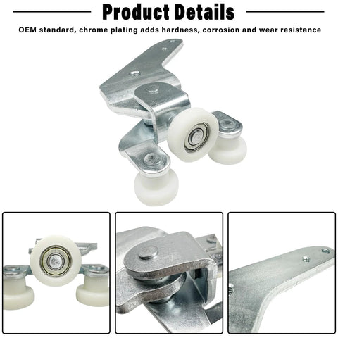Left Driver Side Sienna Sliding Door Roller Hinge Compatible With 2010-2021 Toyota Sienna Center Power Door Roller Assembly Replacement 68360-08031 with durable aluminum alloy wheel close-up.