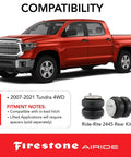 Ride Rite Rear Air Helper Springs Kit For Toyota Tundra 2007 To 2021 shown with Tundra truck and spring components