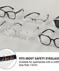 Various eyeglasses with attached Glasses Side Shields for Eye Protection TPU Shields for Small to Medium Eyewear.
