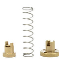 T8 tr8x2 anti backlash spring loaded nut elimination gap components for acme threaded lead screw, brass nut and spring, front view