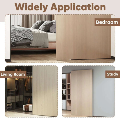 Trackless Sliding Door Hardware Kit 48 Inch Hidden Barn Door System for interior wooden doors in bedroom, living room, study.
